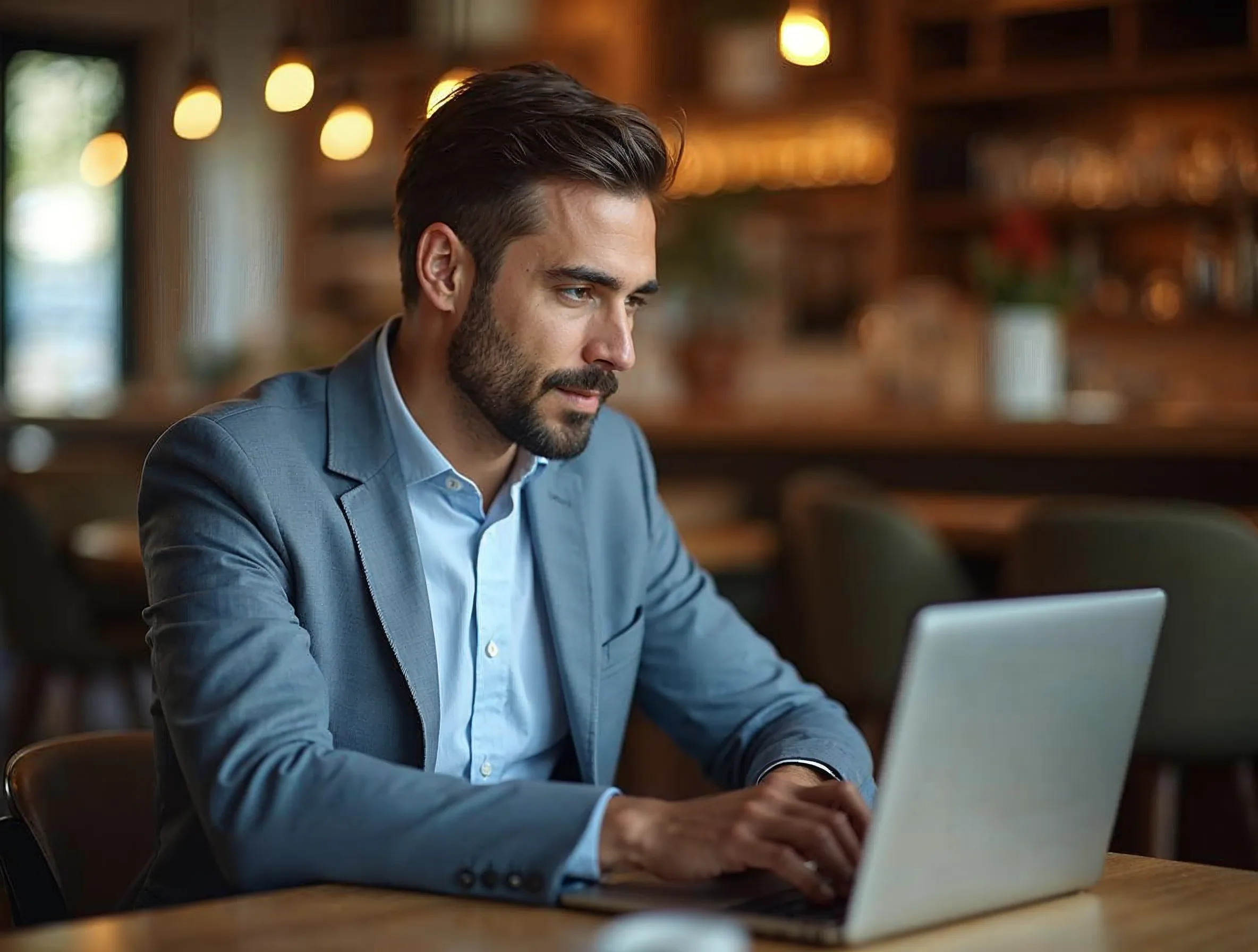 Empresario revisando los problemas de su web